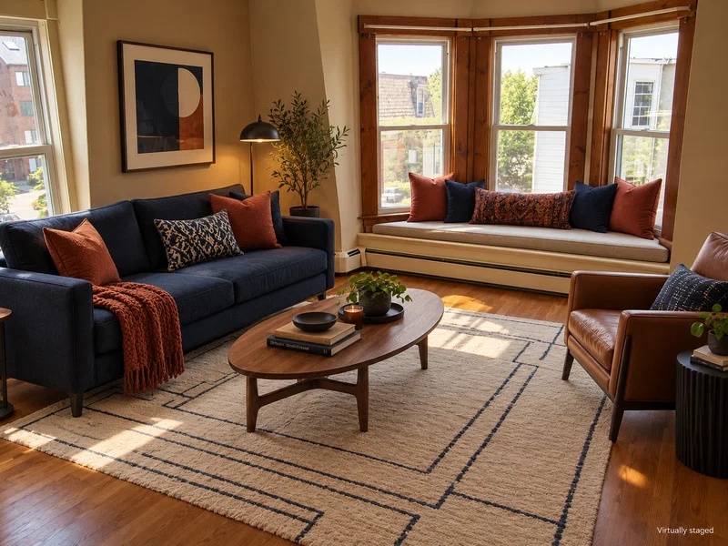 Living room at 32 Wachusett St #3